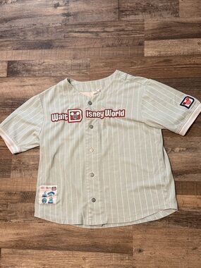 Disney Parks Walt Disney World blue pinstriped baseball jersey size M